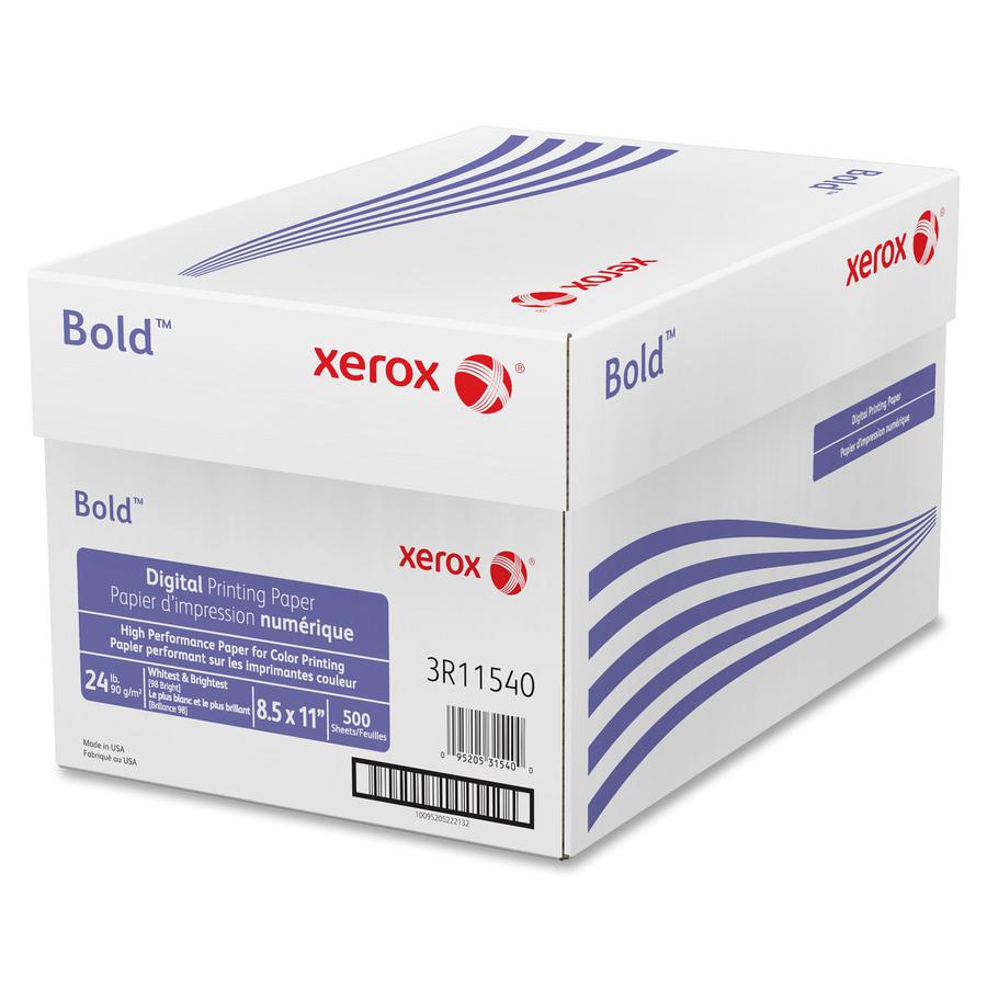 Xerox Bold Digital Printing Paper - 98 Brightness - Letter - 8 1/2" x 11" - 24 lb Basis Weight - Smooth - 500 / Ream - SFI. Picture 2