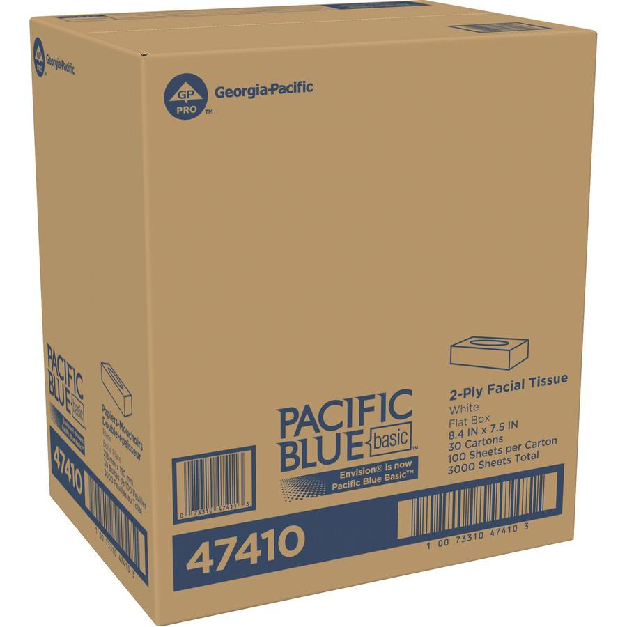 Envision Flat Box Facial Tissue - 2 Ply - White - For Healthcare - 100 Per Box - 30 / Carton. Picture 6