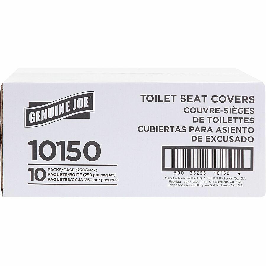 Genuine Joe Half-fold Toilet Seat Covers - Half-fold - 2500 / Carton - White. Picture 2