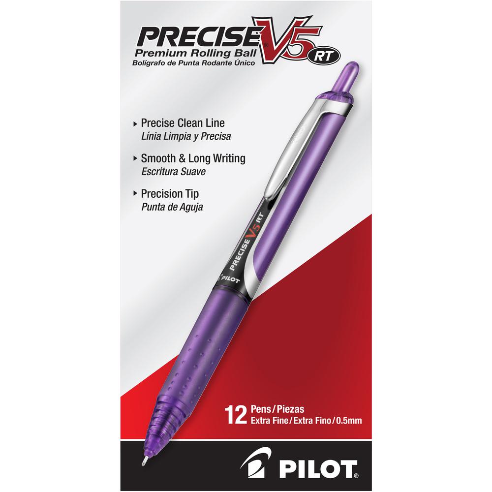 Pilot Precise V5 RT Extra-Fine Premium Retractable Rolling Ball Pens - Extra Fine Pen Point - 0.5 mm Pen Point Size - Needle Pen Point Style - Refillable - Retractable - Purple Water Based Ink - Purpl. Picture 3