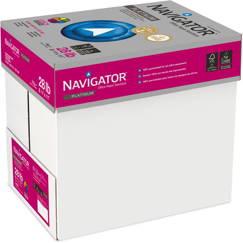 Navigator Platinum Office Multipurpose Paper - 99 Brightness - Letter - 8 1/2" x 11" - 28 lb Basis Weight - Smooth - 2500 / Carton - Jam-free. Picture 2