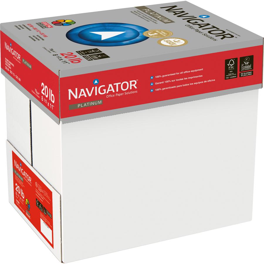 Navigator Platinum Office Multipurpose Paper - 99 Brightness - Letter - 8 1/2" x 11" - 20 lb Basis Weight - Smooth - 5000 / Carton. Picture 3