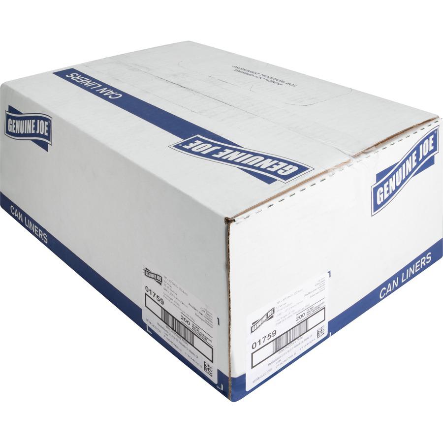 Genuine Joe High-Density Can Liners - Extra Large Size - 60 gal Capacity - 38" Width x 60" Length - 0.67 mil (17 Micron) Thickness - High Density - Clear - Resin - 10/Carton - 20 Per Roll - Office Was. Picture 5