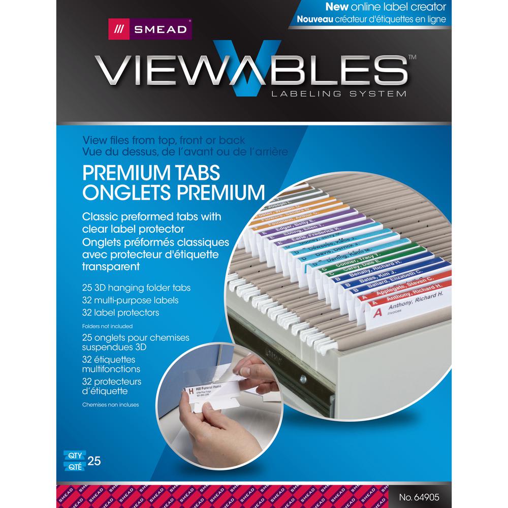 Smead Viewables Premium 3D hanging Folder Tabs and Labels - 1.25" Width x 3.50" Length. Picture 4