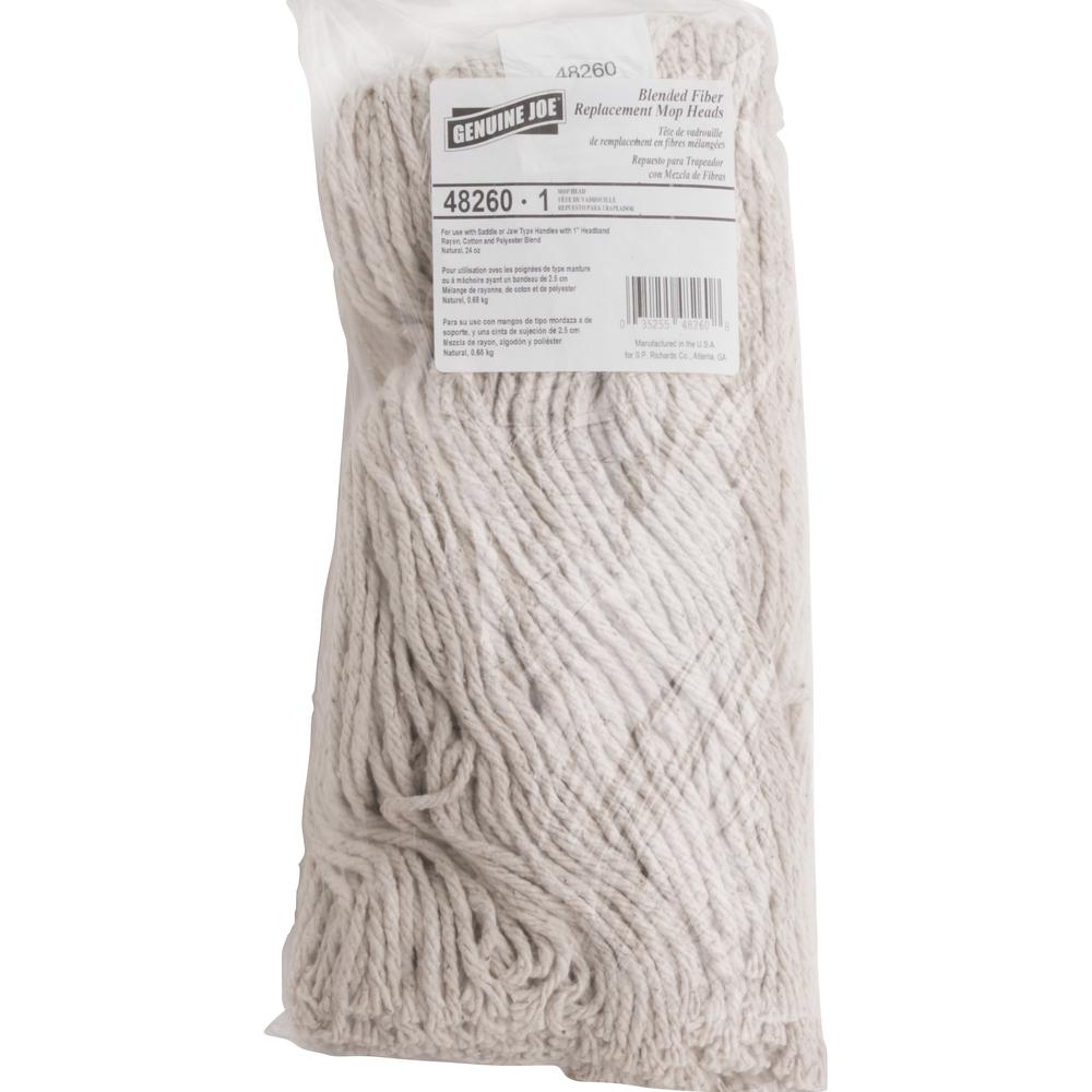 Genuine Joe Cotton Blend Mop Refill - Polyester, Rayon, Cotton - Natural - 1Each. Picture 2