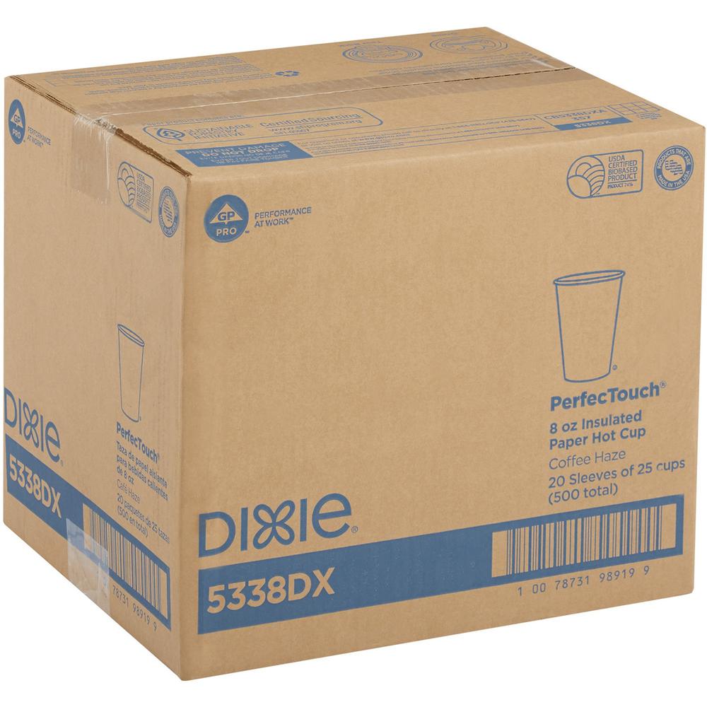 Dixie PerfecTouch Insulated Paper Hot Coffee Cups by GP Pro - 25 / Pack - 8 fl oz - 20 / Carton - Paper - Hot Drink, Coffee. Picture 4