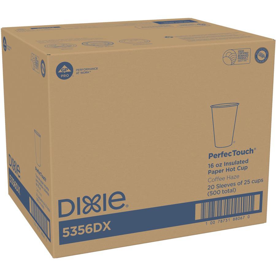 Dixie PerfecTouch 16 oz Insulated Paper Hot Coffee Cups by GP Pro - 25 / Pack - 20 / Carton - Coffee Haze - Paper - Hot Drink, Coffee. Picture 7