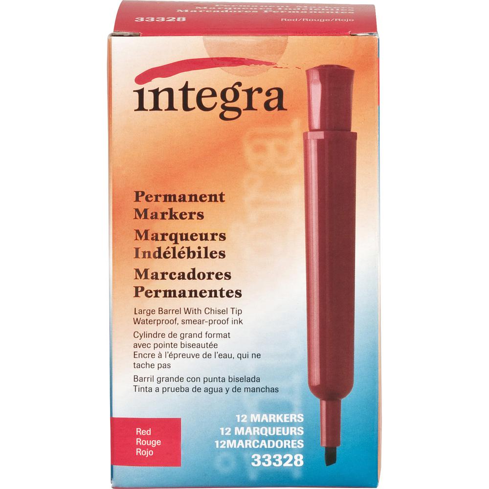Integra Permanent Chisel Markers - Chisel Marker Point Style - Red - 1 Dozen. Picture 5