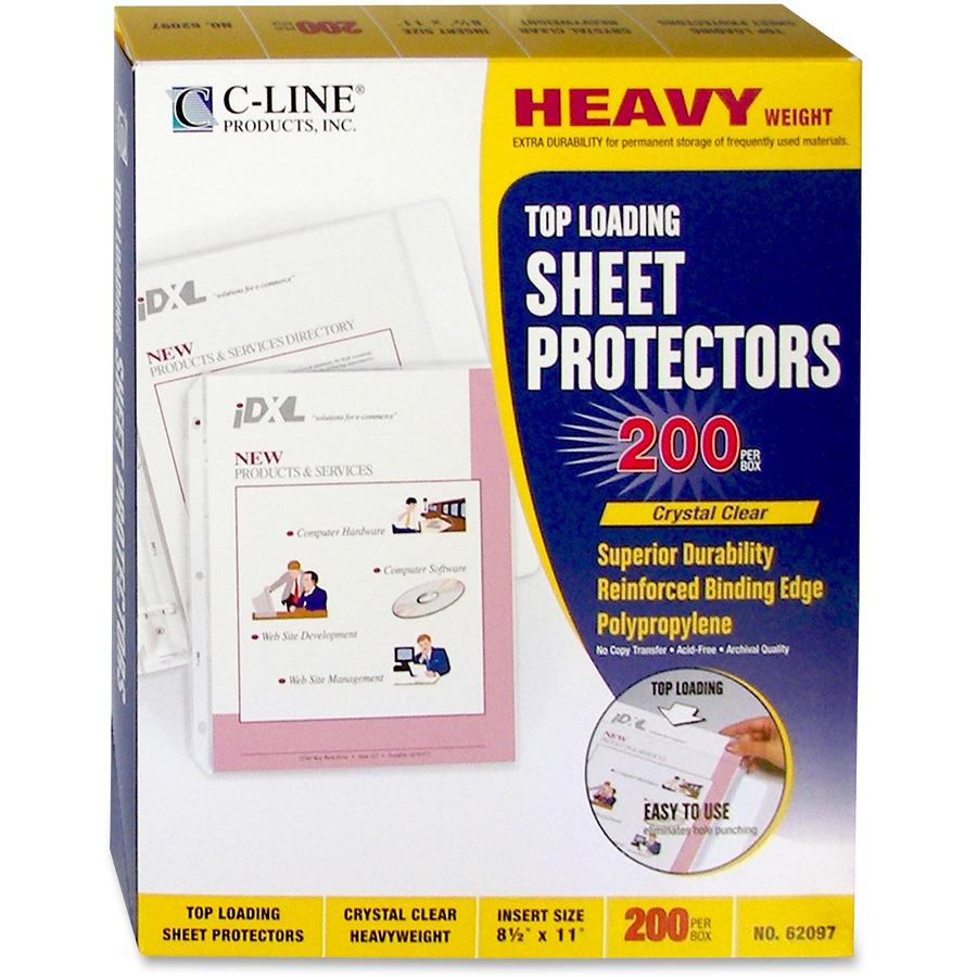 C-Line Heavyweight Poly Sheet Protectors - Clear, Top Loading, 11 x 8-1/2, 200/BX, 62097. Picture 3