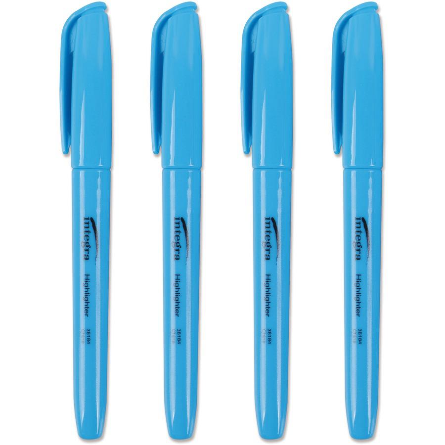 Integra Pen Style Fluorescent Highlighters - Chisel Marker Point Style - Fluorescent Blue - 1 Dozen. Picture 3
