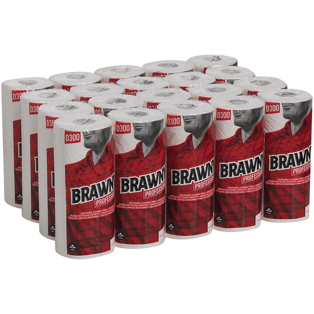Brawny&reg; Professional D300 Disposable Cleaning Towels - 11" x 9.30" - 84 Sheets/Roll - White - Paper - Absorbent, Soft, Perforated - For Office Building, Food Service - 20 / Carton. Picture 2