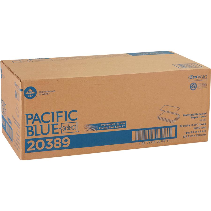Pacific Blue Select Multifold Premium Paper Towels - 1 Ply - 9.20" x 9.40" - White - Paper - 4000 Per Carton - 16 / Carton. Picture 2