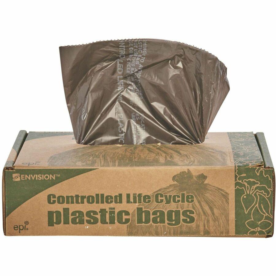 Stout Controlled Life-Cycle Plastic Trash Bags - 30 gal Capacity - 30" Width x 36" Length - 0.80 mil (20 Micron) Thickness - Brown - 60/Carton - Office Waste. Picture 11