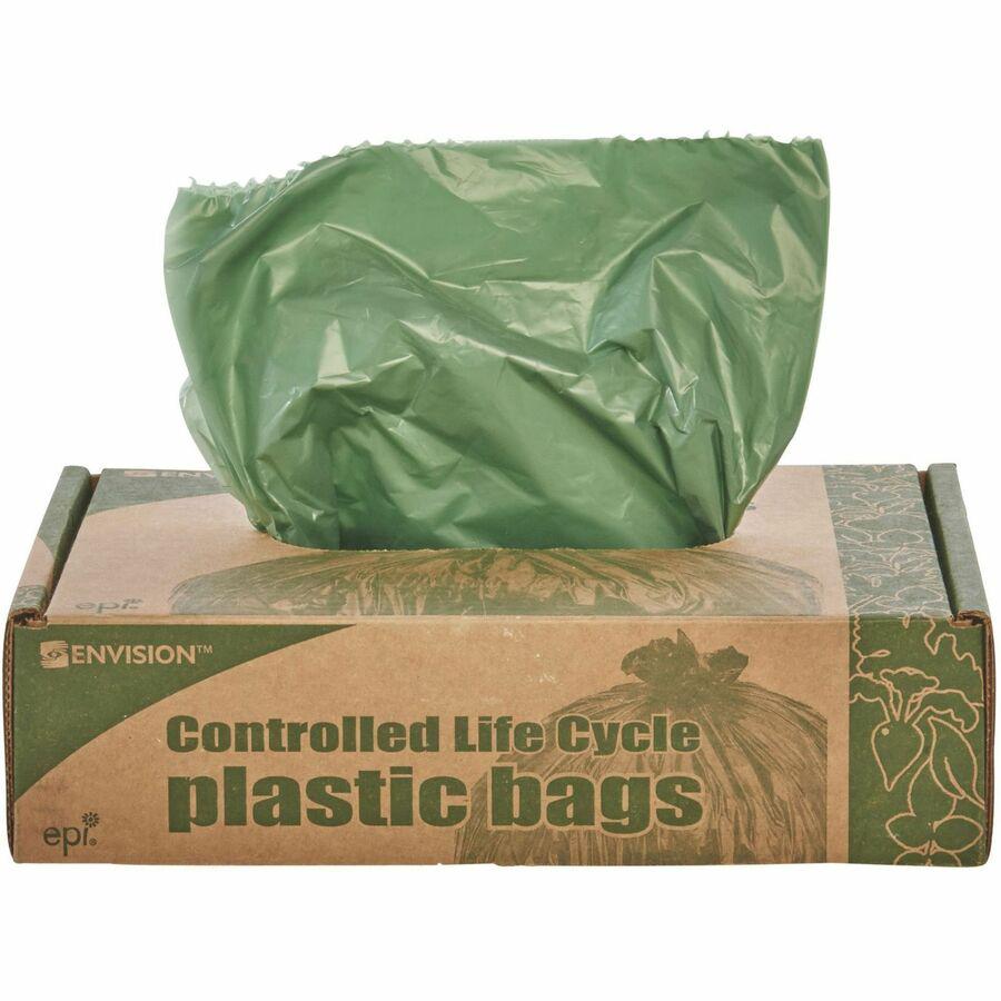 Stout Controlled Life-Cycle Plastic Trash Bags - 33 gal Capacity - 33" Width x 40" Length - 1.10 mil (28 Micron) Thickness - Green - 40/Carton - Office Waste. Picture 11