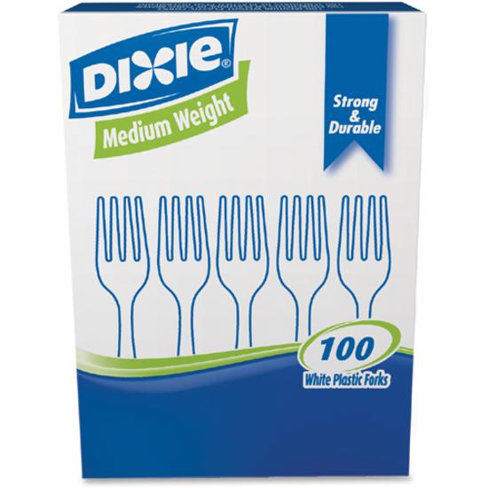 Dixie Medium-weight Disposable Forks Grab-N-Go by GP Pro - 100/Box - Fork - 100 x Fork - White. Picture 2