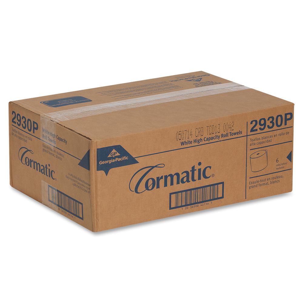 Cormatic Paper Towel Rolls - 1 Ply - 900 Sheets/Roll - White - Absorbent, Durable, Soft - For Office Building, Healthcare, Food Service - 6 / Carton. Picture 3