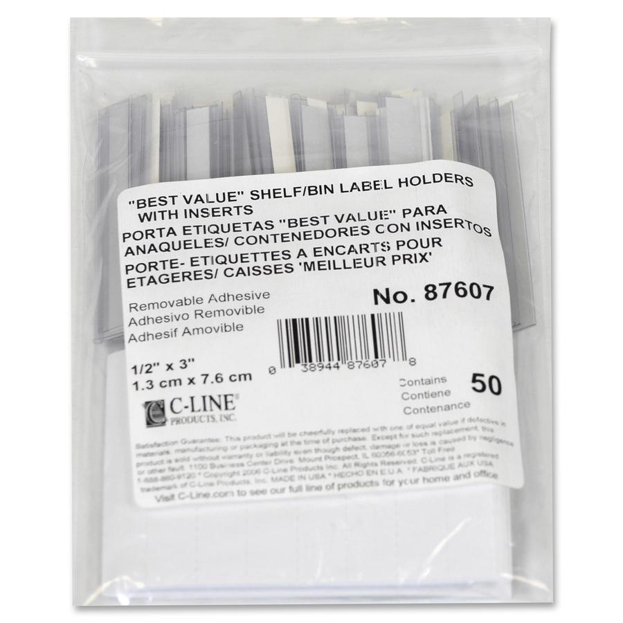 C-Line 87607 Removable Adhesive Label Holder - 0.5" x 3" - 50 / Pack". Picture 2