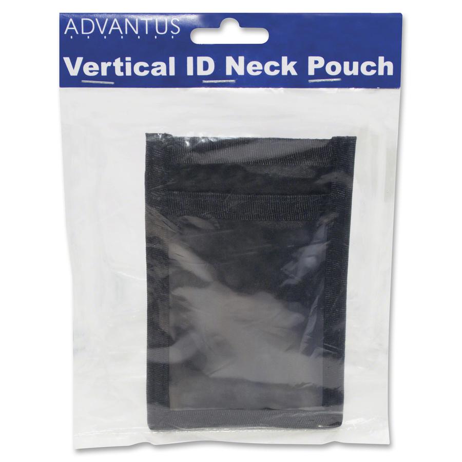 Advantus Vertical ID/Convention Neck Pouch - Vertical - Nylon - 12 / Pack - Black. Picture 2