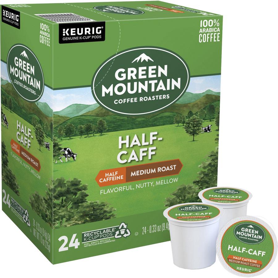 Green Mountain Coffee Roasters&reg; K-Cup Half-Caff Coffee - Compatible with Keurig Brewer - Medium - 24 / Box. Picture 2