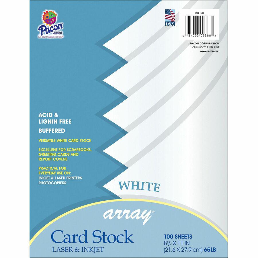 Pacon Cardstock Sheets - White - Letter - 8 1/2" x 11" - 65 lb Basis Weight - 100 / Pack - Sustainable Forestry Initiative (SFI) - White. Picture 7