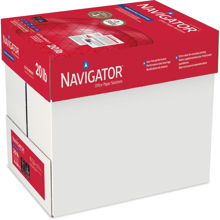 Navigator Premium Multipurpose Trusted Performance Paper - Extra Opacity - White - 97 Brightness - Letter - 8 1/2" x 11" - 20 lb Basis Weight - 5000 / Carton - White. Picture 7