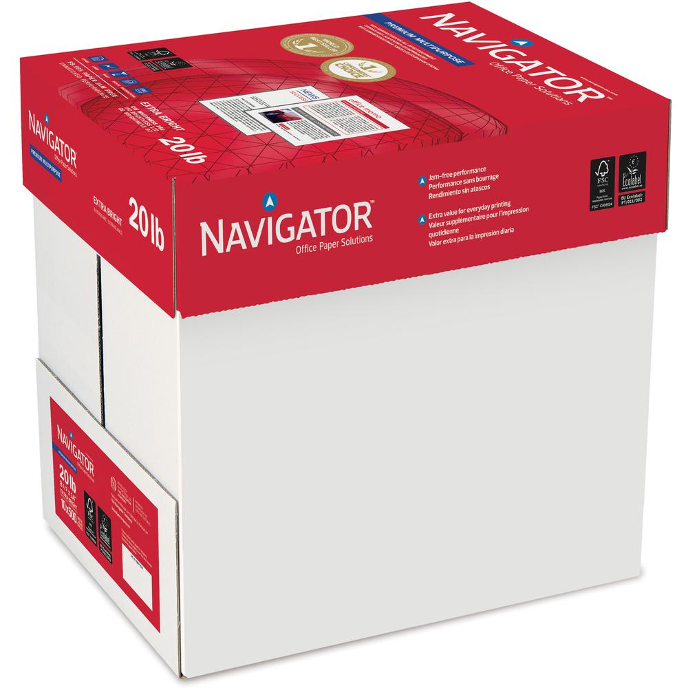 Navigator Premium Multipurpose Trusted Performance Paper - Extra Opacity - White - 97 Brightness - Legal - 8 1/2" x 14" - 20 lb Basis Weight - 10 / Carton - White. Picture 2
