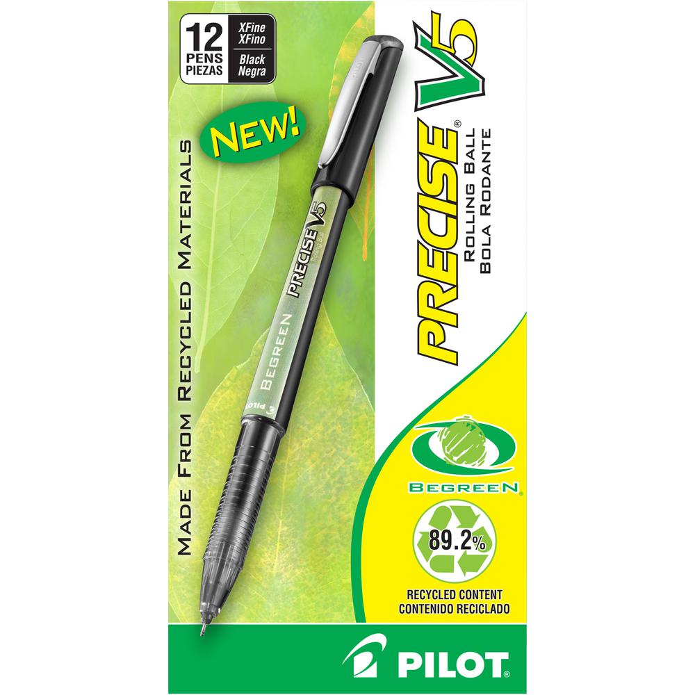 Pilot Precise BeGreen V5 Extra-Fine Rolling Ball Pens - Extra Fine Pen Point - 0.5 mm Pen Point Size - Needle Pen Point Style - Refillable - Black - 1 Dozen. Picture 4