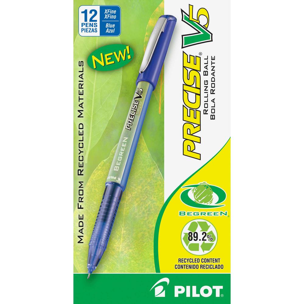 Pilot Precise BeGreen V5 Extra-Fine Rolling Ball Pens - Extra Fine Pen Point - 0.5 mm Pen Point Size - Needle Pen Point Style - Refillable - Blue - 1 Dozen. Picture 2