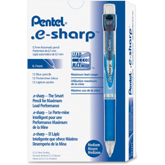 Pentel E-Sharp Mechanical Pencils - #2 Lead - 0.7 mm Lead Diameter - Refillable - Blue Barrel - 1 Dozen. Picture 4