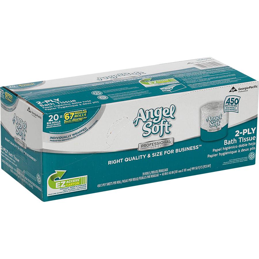 Angel Soft Professional Series Embossed Toilet Paper - 2 Ply - 4" x 4.05" - 450 Sheets/Roll - White - 20 / Carton. Picture 4