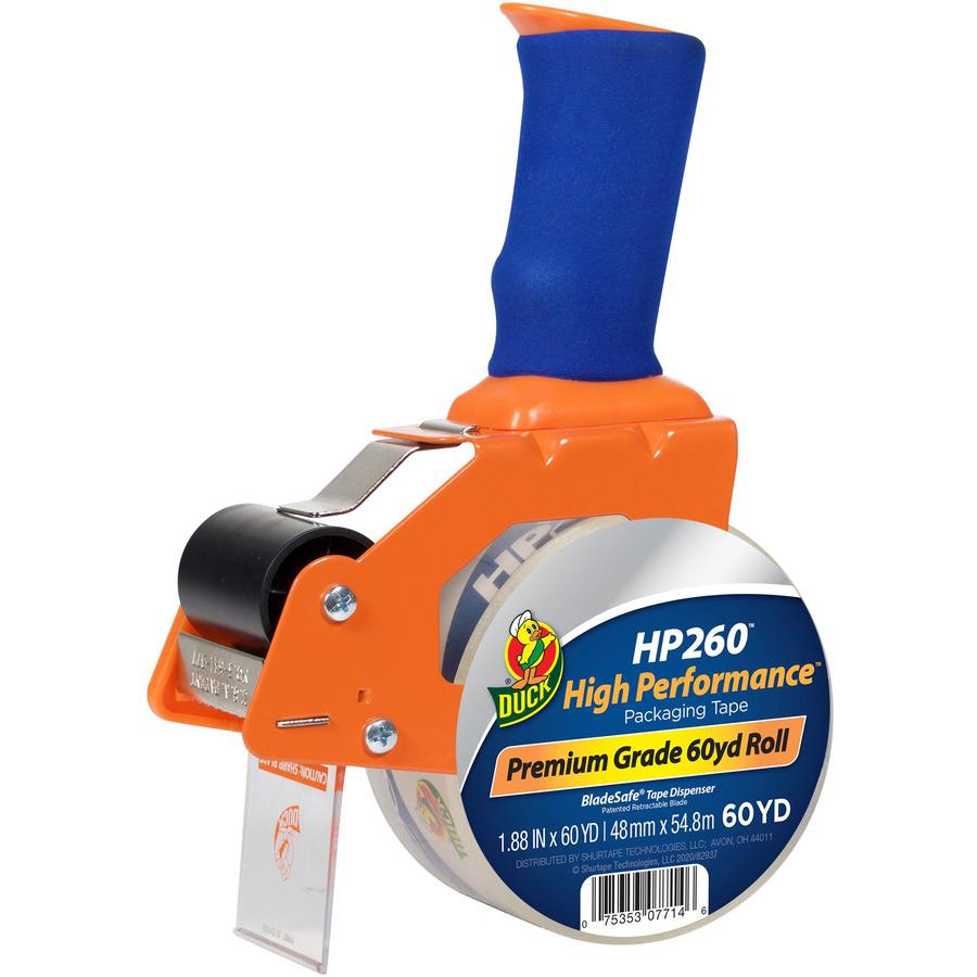 Duck Brand Brand Bladesafe Antimicrobial Tape Gun with Tape - Holds Total 1 Tape(s) - 3" Core - Adjustable Tension Mechanism, Soft Grip, Retractable Blade - Plastic, Metal - Orange - 1 / Pack. Picture 3