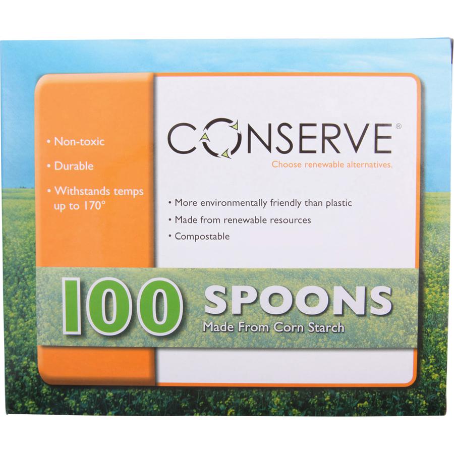 Conserve Disposable Spoon - 100/Box - Disposable - White. Picture 5