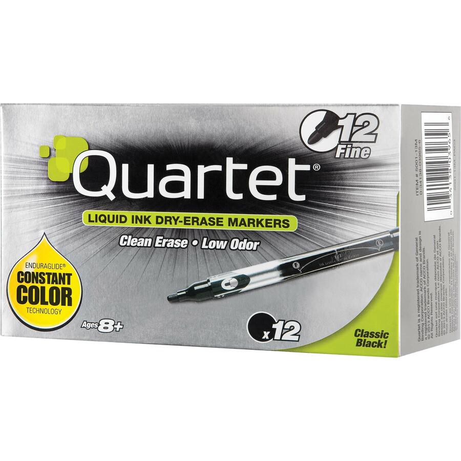 Quartet&reg; EnduraGlide&reg; Dry-Erase Markers, Fine Tip, Black, 12 Pack - Fine Tip , Black, 12 Pack. Picture 8