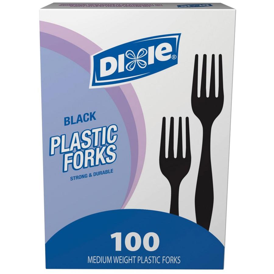 Dixie Medium-weight Disposable Forks Grab-N-Go by GP Pro - 100/Box - Fork - 100 x Fork - Plastic, Polystyrene - Black. Picture 4