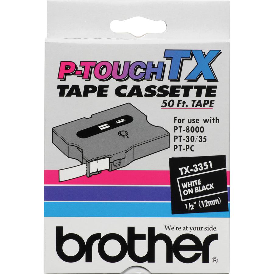 Brother TX Series Laminated Tape Cartridge - 15/32" Width - Direct Thermal - White - 1 Each. Picture 2