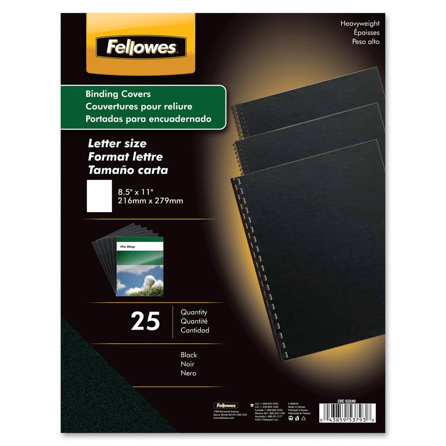 Fellowes Futura Presentation Covers - 11" Height x 8.5" Width x 0.1" Depth - For Letter 8 1/2" x 11" Sheet - Rectangular - Black - Polypropylene - 25 / Pack. Picture 4