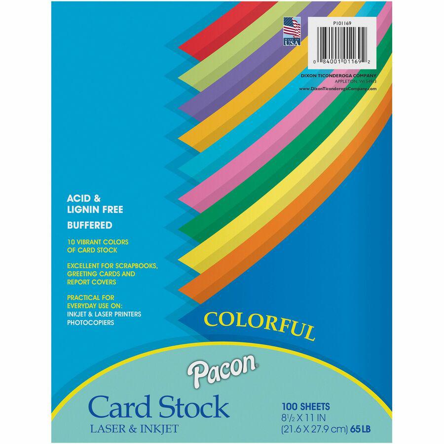Pacon Colorful Card Stock Sheets - Letter - 8.50" x 11" - 65 lb Basis Weight - 100 Sheets/Pack - Card Stock - 10 Assorted Colors. Picture 7