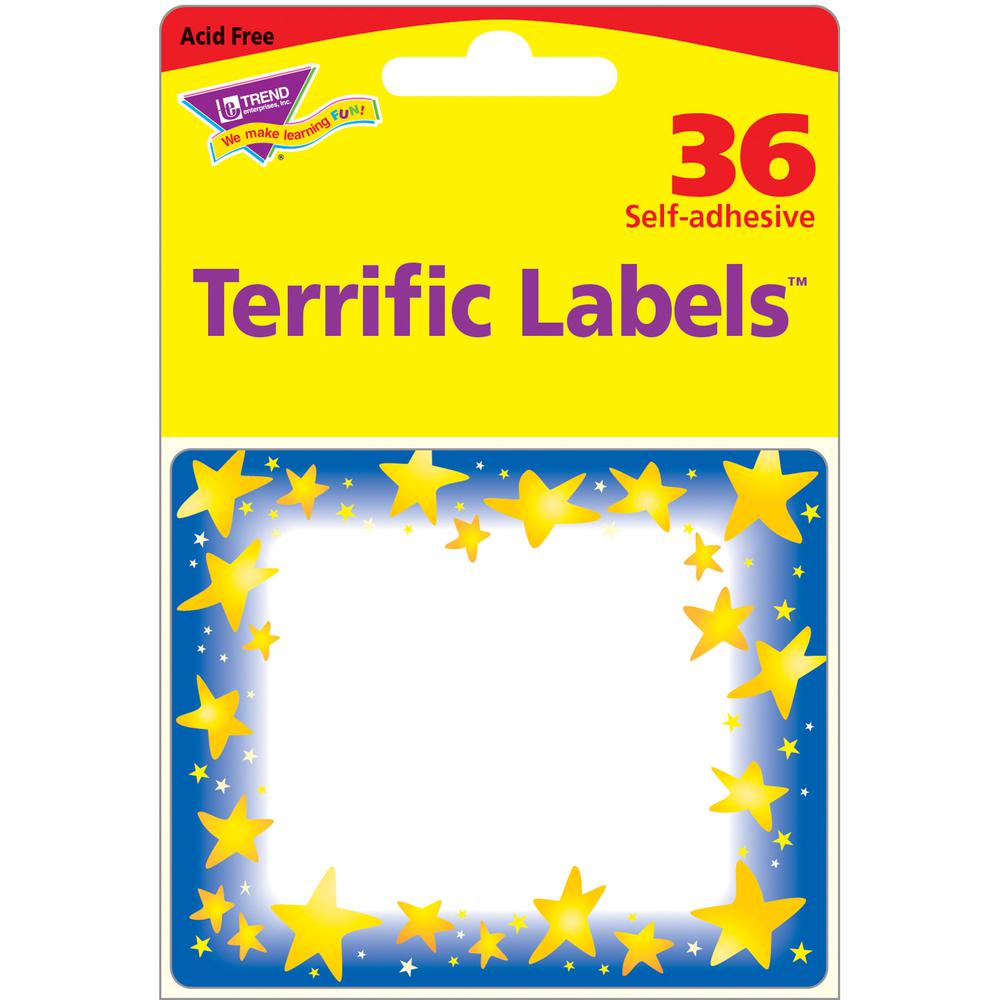 Trend Star Bright Self-adhesive Name Tags - 3" Length x 2.50" Width - Rectangular - 36 / Pack - Assorted. Picture 3