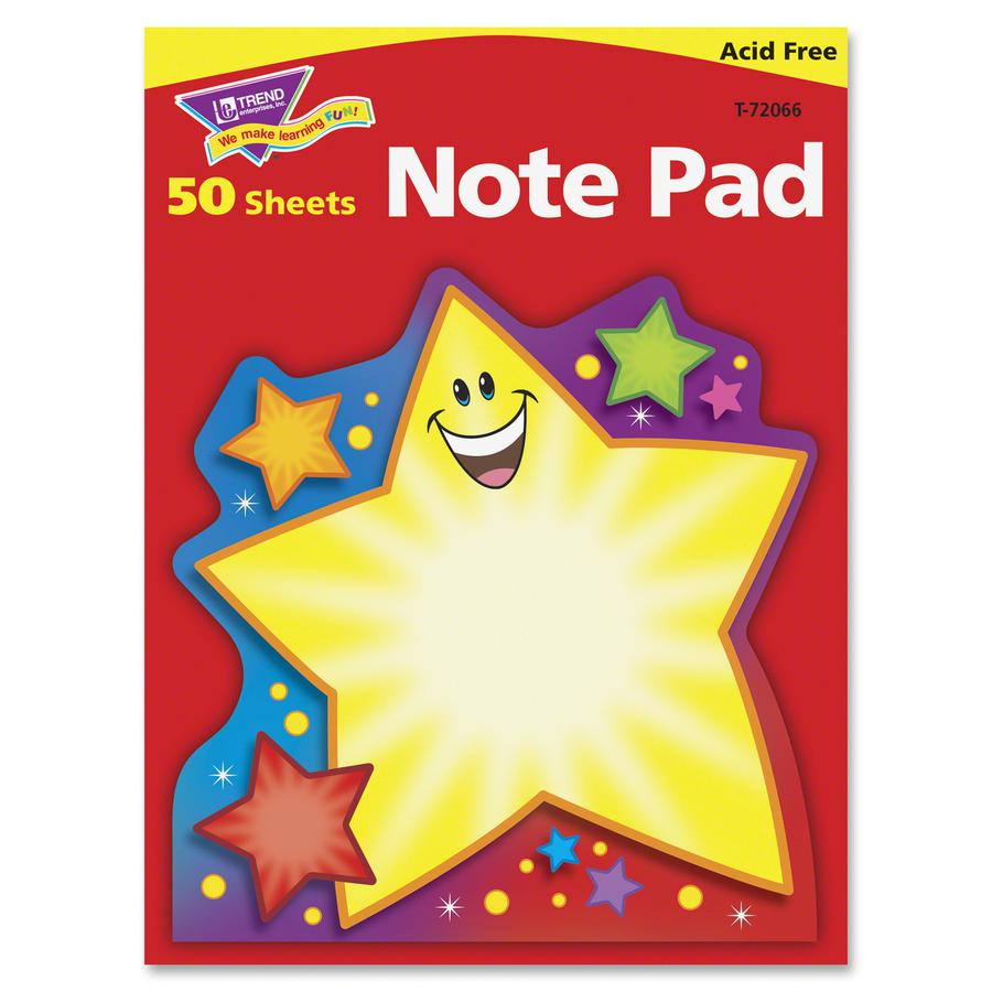 Trend Super Star Shaped Note Pad - 50 Sheets - 5" x 5" - Multicolor Paper - Acid-free - 1 / Pad. Picture 5