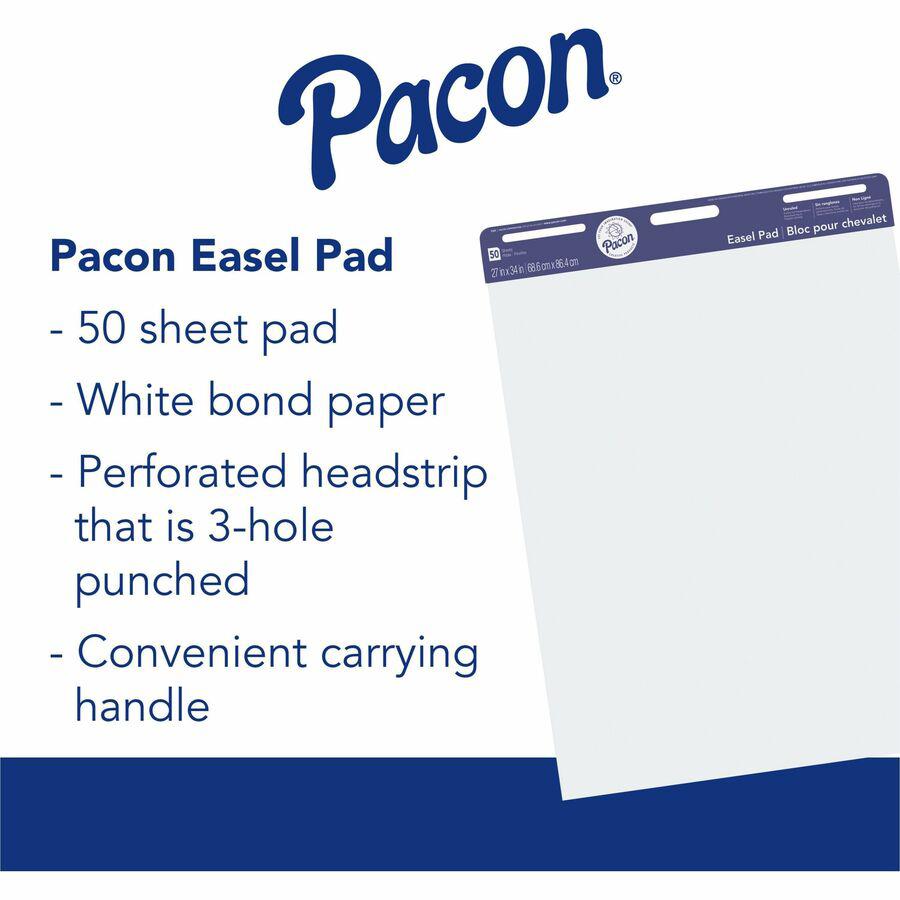 Pacon Unruled Easel Pads - 50 Sheets - Plain - Stapled/Glued - Unruled - 27" x 34" - White Paper - Chipboard Cover - Perforated, Bond Paper - 50 / Pad. Picture 4