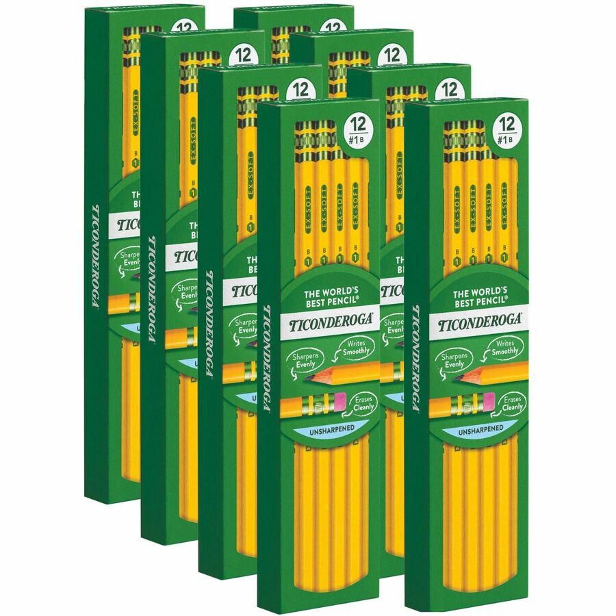 Ticonderoga Wood-Cased Pencils - 2HB Lead - Black Lead - Yellow Barrel - 96 / Pack. Picture 7