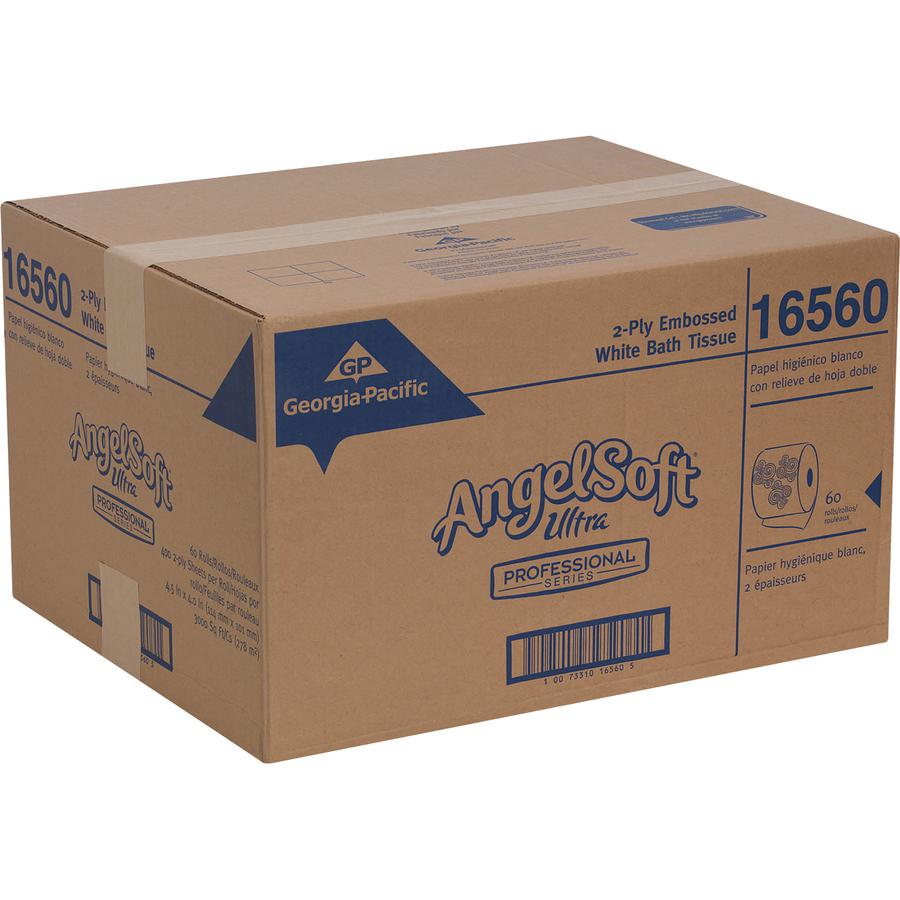 Angel Soft Ultra Professional Series Embossed Toilet Paper - 2 Ply - 4.05" x 4.50" - 400 Sheets/Roll - White - Soft, Septic Safe, Absorbent - For Restroom - 60 / Carton. Picture 4