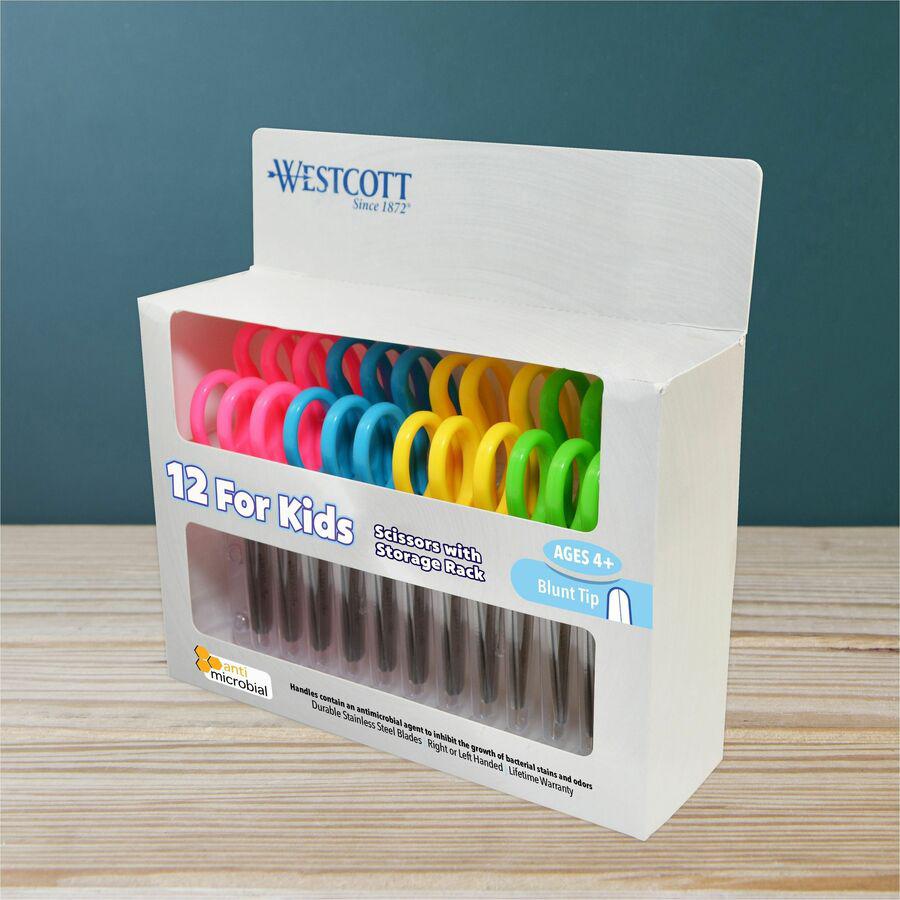 Westcott 5" Antimicrobial Kids Blunt Scissors - 5" Overall Length - Straight-left/right - Stainless Steel - Blunted Tip - Assorted - 12 / Pack. Picture 7