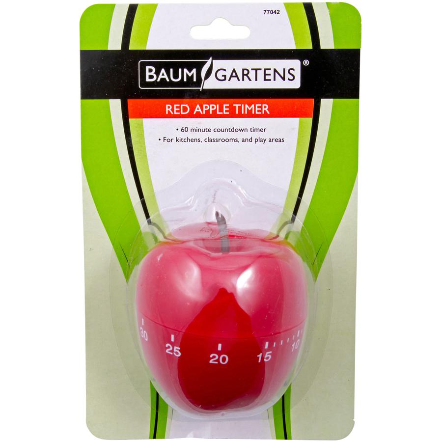 Baumgartens Red Apple Timer - 1 Hour - For Office, Classroom - Red. Picture 5