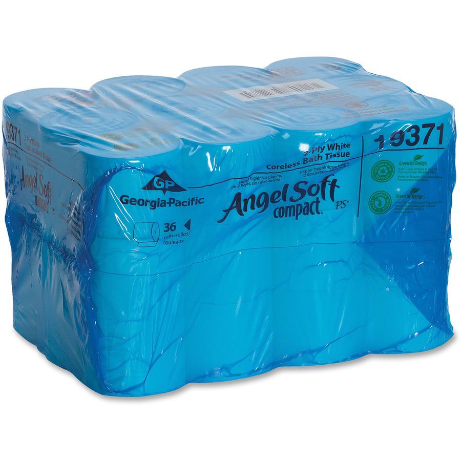 Angel Soft Professional Series Compact Premium Embossed Toilet Paper - 2 Ply - 3.85" x 4.05" - 750 Sheets/Roll - 4.75" Roll Diameter - 0.50" Core - White - 36 Rolls Per Carton - 36 / Carton. Picture 2