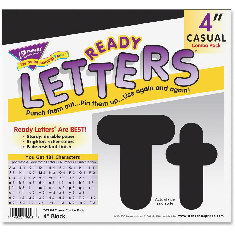 Trend Black 4" Casual Combo Ready Letters Set - 20 x Number, 82 x Lowercase Letters, 50 x Uppercase Letters, 29 x Punctuation Marks Shape - Casual Style - Fade Resistant, Reusable, Easy to Use, Durabl. Picture 4