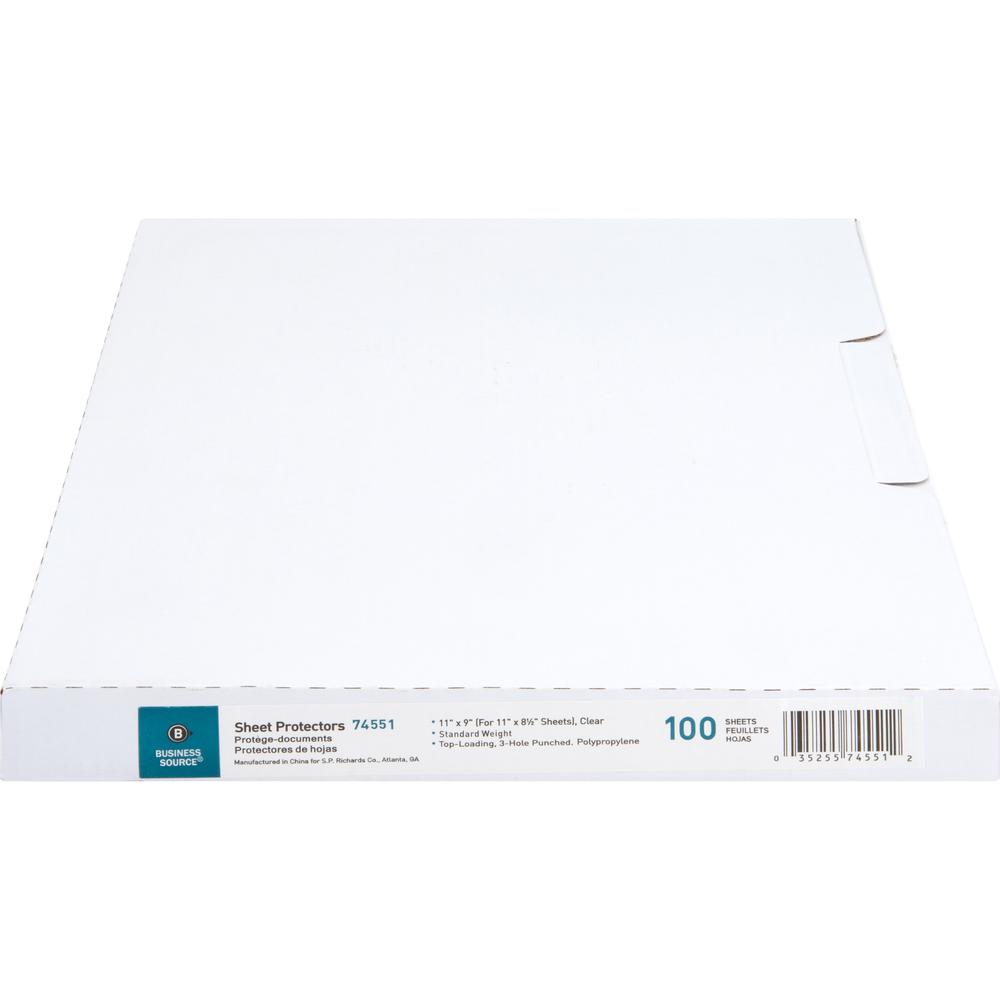 Business Source Top-Loading Poly Sheet Protectors - 11" Height x 9" Width - 1.9 mil Thickness - For Letter 8 1/2" x 11" Sheet - Ring Binder - Rectangular - Clear - Polypropylene - 100 / Box. Picture 10