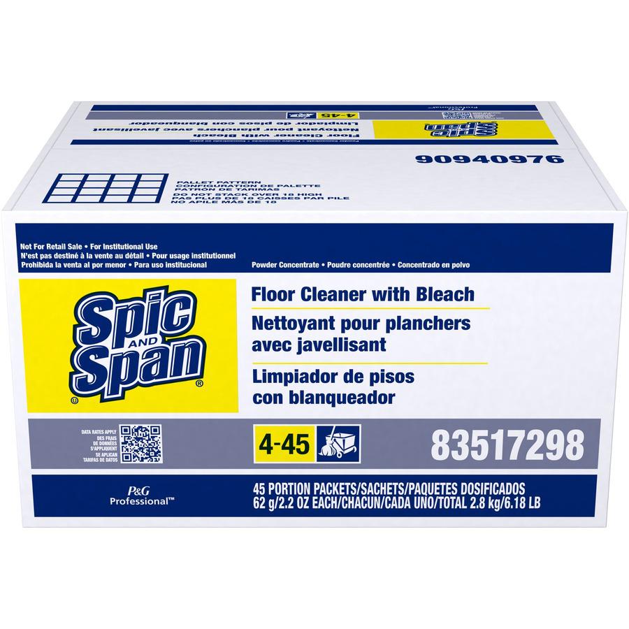 Spic and Span Floor Cleaner with Bleach - Powder - 2.20 oz (0.14 lb) - 45 / Carton - White. Picture 4