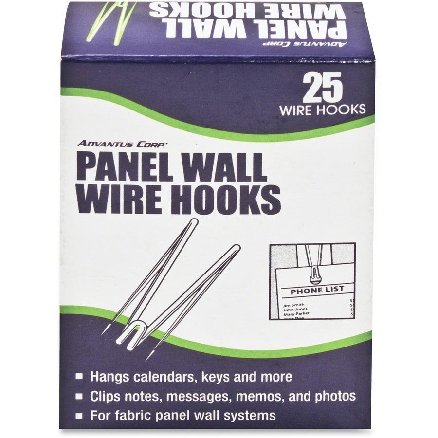 Advantus Panel Wall Wire Hooks - for Calendar, Notes, Memo, Wall, Cubicle, Key - Silver - 25 / Pack. Picture 3