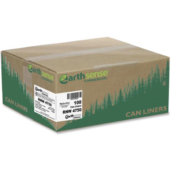 Berry Reclaim Heavy-Duty Recycled Can Liners - Extra Large Size - 56 gal Capacity - 43" Width x 48" Length - 1.25 mil (32 Micron) Thickness - Black - Plastic - 100/Carton - Can. Picture 3